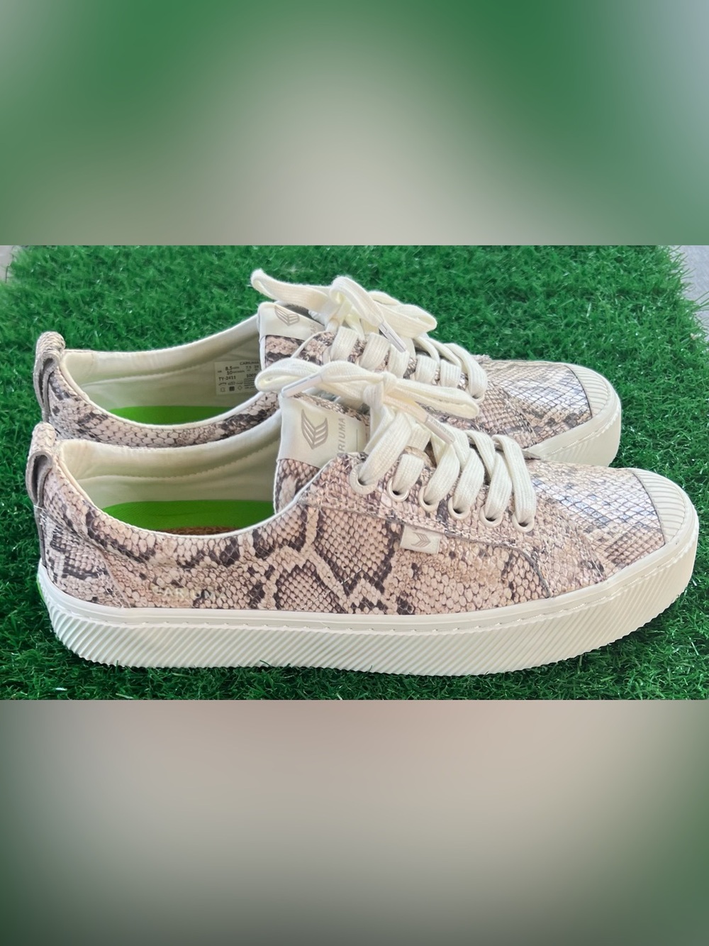 Cariuma Snake Print Leather Lace Up Sneakers